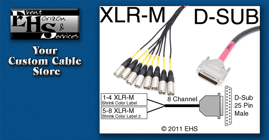Mogami 2932 8 channel XLRM to M 25 pin D-Sub snake- Event Horizon &