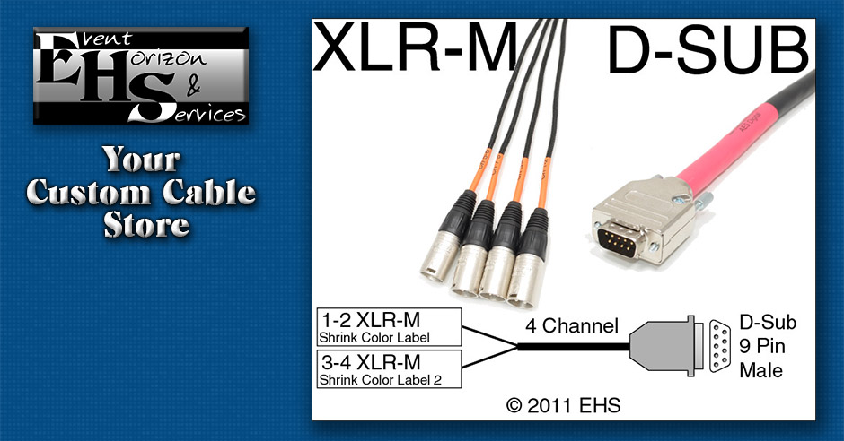 Mogami 3161 AES/EBU 4 line XLRM to Male 9 pin D-Sub Out snake- Event