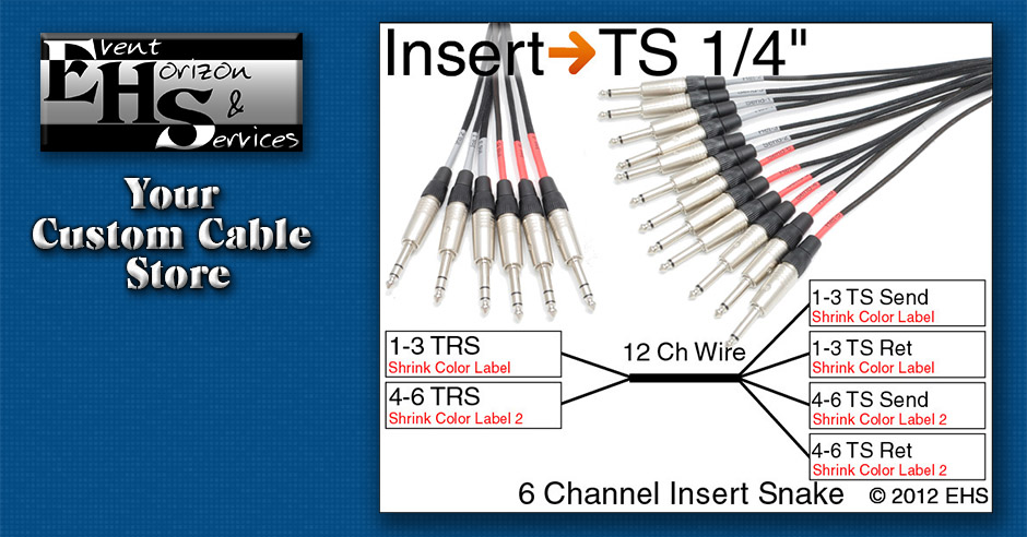 Mogami 2933 6 Channel Insert Snake with TS 1/4