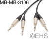 Mogami 3106 - 2 Channel Balanced Line Cable 1/4" TRS 12 Ft, EHS-Built