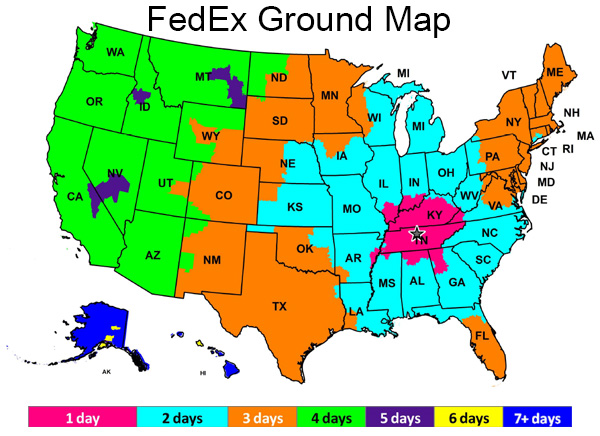 fedex CA to Zone chart