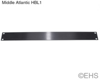 Middle Atlantic HBL1 1 Space (1 3/4") Rack Panel, Black Brushed Finish