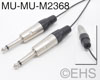 Mogami 2368 Miniature / Thin 1/4" TS cable 1 Ft, EHS-Built