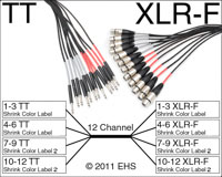 Mogami 2933 12 Channel TT to XLR-F snake, EHS-Built