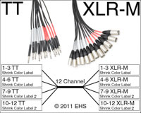 Mogami 2933 12 Channel TT to XLR-M snake, EHS-Built