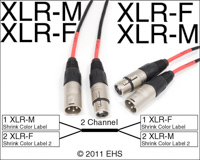 Mogami 2930 2 Channel XLR-M XLR-F to XLR-F XLR-M snake, EHS-Built