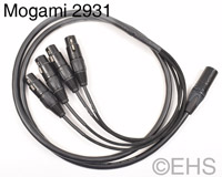 Mogami 2931 4 channel 10 pin XLRM to 4 XLRF snake, EHS-Built