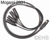 Mogami 2931 4 channel 10 pin XLRF to 4 XLRM snake, EHS-Built