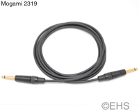Mogami 2319 Unbalanced line cable 1/4" TS 8 Ft, EHS-Built