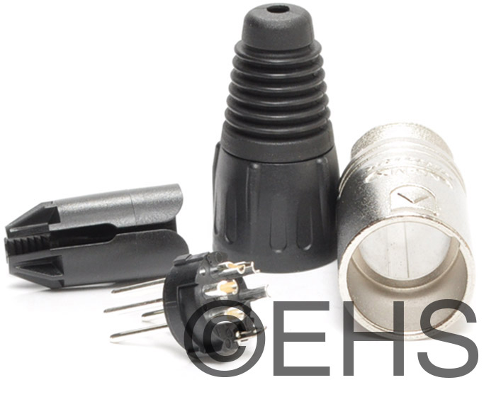XLR 5-Pin Male Connector - Silver/Black Metal Solder Type For Pro Audio & DMX (Model CN-A52S)