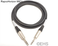 RapcoHorizon MIC1 balanced line cable 1/4" TRS 1 Ft, EHS-Built