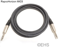 RapcoHorizon MIC5 High Grade Balanced Line Cable 1/4" TRS 1 Ft, EHS-Built